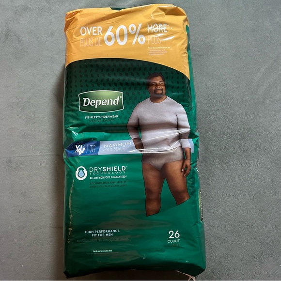 DEPEND fit Flex adult incontinence underwear for men Size XL grey, 26 count - Picture 1 of 7